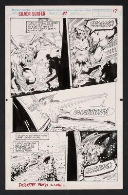 Ron Lim, Tom Christopher | Original Art from Silver Surfer #49 (1991) Page 17 Pencils by Ron Lim, Inks by Tom Christopher | mycomicshop.com (Buy It Now)