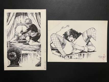 Géron, Jacques | Géron - 2x Dessin original - Page volante - Exemplaire unique | Catawiki