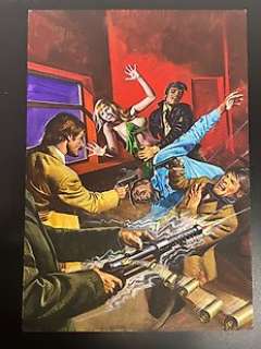 Emanuele Taglietti - Mafia #4 - Taglietti - original cover "Sfida alla città" - Page volante - Exemplaire unique - (1979)