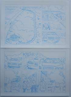 Stallaert, Dirk | Stallaert, Dirk / Studio Vandersteen - Originele pagina (p.1) - Openingspagina in blauw potlood Suske en Wiske - De beestige brug - (2014) | Catawiki