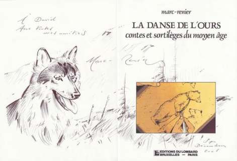 Marc-Renier. Dessin original déd. Danse de l’ours | BDEnchères