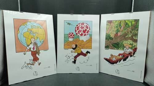 Hergé | Tintin - 3x Lithographie Moulinsart - 75 ans de Tintin - (2003) | Catawiki