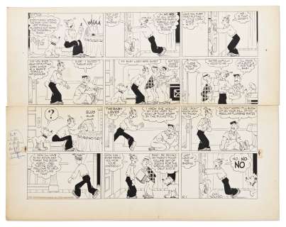 Chic Young Hand-Drawn ’’Blondie’’ Sunday Comic Strip From 1941 -- Dagwood’s in Charge of the Baby | Nate Sanders