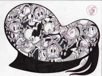 Millet | Donalds in Donald’s Head - Signed Original Drawing by Millet | Catawiki