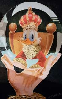 Bas Heymans | Uncle Scrooge - Oil on Canvas - ’Dagobert in glazen bol ’ - Original Signed Art by Bas Heymans | Catawiki