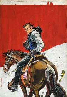 Franco Donatelli - Original illustration for Pecos Bill. Cm. 25x37. Gouache. Signed. Mint