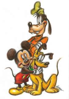 Joan Vizcarra | Mickey Mouse, Pluto & Goofy - Best Friends! - Original Drawing - Joan Vizcarra - Pencil Art - Original Artwork | Catawiki