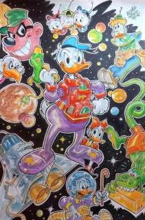 Alessandro Gottardo | Donald Duck - "Mondi lontanissimi" - Signed Original Watercolour Drawing by Alessandro Gottardo - Page volante - Exemplaire unique - (1997) | Catawiki