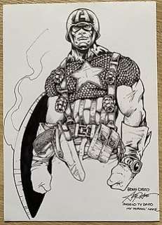 Bong Dazo | Capitan America - Dessin original à l’encre du Captain America combattant de la seconde guerre mondiale - Page volante - Exemplaire unique - (2012) | Catawiki