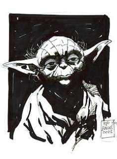 Ramon Bachs, Official Marvel Comic Artist - Yoda [Star Wars] - Original Drawing - Ramon F. Bachs - Star Wars Artist - Original Ink Art