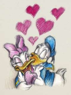 Joan Vizcarra | Donald & Daisy Duck - #TrueLoveForever - Fine Art Giclée - Joan Vizcarra Signed - Artist Edition - Exemplaire unique | Catawiki