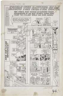 Jack Kirby and Sol Brodsky Fantastic Four Annual #1"Inside the Baxter Building" Splash Page Original -