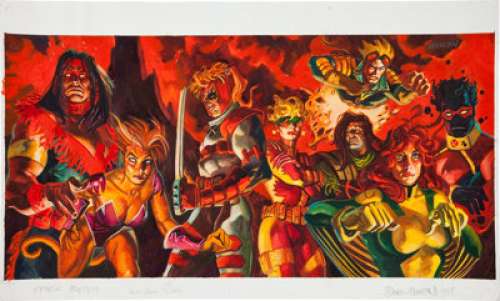 Dan Brereton Ultra X-Men Card Set Painting Original Art (Fleer, 1994). Originally presented as a triptych of cards -