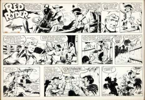 Fred Harman Red Ryder Sunday Comic Strip Original Art dated 3-5 (United Features Syndicate, year unknown). What‘s -