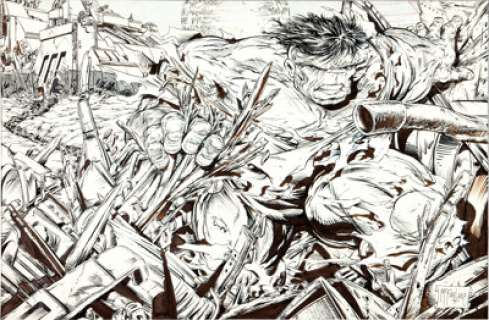 Todd McFarlane The Incredible Hulk Poster Original Art (Marvel, 1989). Beneath the glow of a full moon, the Jade - | Heritage