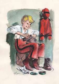 Follet | Spirou, illustration Ã  l’aquarelle, au crayon gra… | Millon
