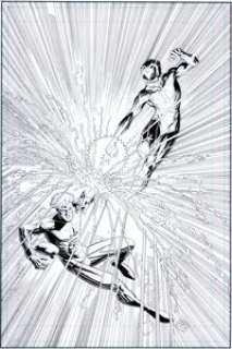 Arthur Adams Booster Gold #2 Variant Cover Original Art (DC, 2007). Booster Gold and Skeets confront Sinestro on this -