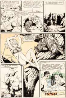 Matt Baker Fight Comics #42 "Tiger Girl" Partially Hand-Colored Page Original Art (Fiction -
