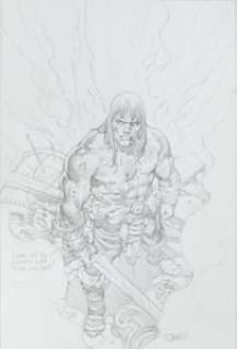 Tomás Giorello Conan the Cimmerian #23 Cover Original Art (Dark Horse, 2010). Conan stands triumphant on -