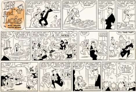 Mort Walker Hi and Lois Sunday Comic Strip Original Art dated 9-7-58 (King Features Syndicate, 1958). Early Hi -