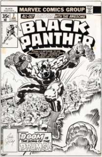 Jack Kirby and Ernie Chan Black Panther #7 Cover Original Art (Marvel, 1978). The Black Panther is pouncing - | Heritage