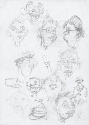 Régis Loisel | Recherche de personnage, Pierrot | Galerie 9ème Art