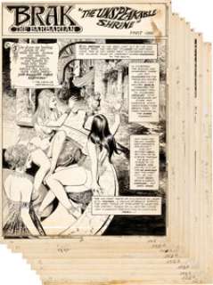 Steve Gan Savage Tales #7 Brak the Barbarian Near-Complete Story Page Original Art Group of 10 (Marvel, -