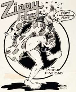 Bill Griffith - Zippy the Pinhead T-Shirt Illustration Original Art (c. 1970s). "Yow! I am having -