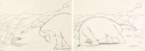Gertie the Dinosaur Production Drawings by Winsor McCay (1914). A group of two extremely rare original inked - | Heritage