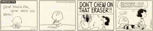 Charles Schulz Peanuts Daily Comic Strip Charlie Brown and Lucy Original Art dated 5-7-64 (United Feature Syndicat... | Heritage