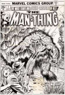 Ron Wilson and Frank Giacoia Man-Thing #7 Cover Original Art (Marvel, 1974). Whatever knows fear, burns at -