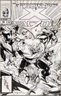 Larry Stroman and Al Milgrom X-Factor #84 Cover X-Force Original Art (Marvel, 1992). Strong Guy is comin‘ -