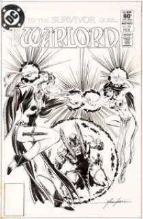 Mike Grell Warlord #54 Cover Original Art (DC, 1982). Jennifer Morgan takes on Ashiya in mystical combat -