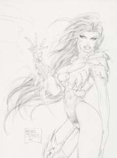 Michael Turner Witchblade Oversized San Diego Comic Con Charity Auction Illustration Original Art (1995)....