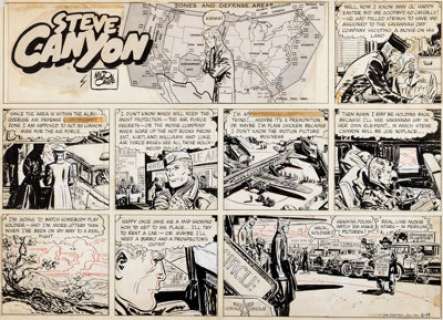  - Milton Caniff Steve Canyon Original de la planche du dimanche 19 février 1956 (Field Enterprises, 1956)....