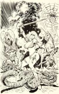 Frank Thorne Red Sonja #1 Cover Original Art (Marvel, 1977)....