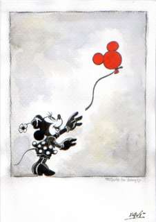 Xavi (Xavier Vives Mateu) | Mickey Mouse - Girl with a red ballon - Signed Original Artwork by Xavi - (2023) | Catawiki