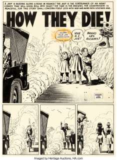 John Severin and Bill Elder Frontline Combat #3 Complete 7-Page Story "How They Die" Original Art and Silverprint ... (Total: 14 Items)