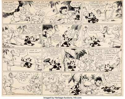 Otto Messmer Felix the Cat Sunday Comic Strip Original Art dated 1-17-32 (King Features Syndicate, 1932)....