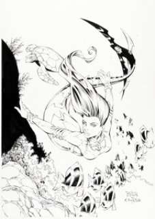 Randy Green and Andy Owens Crozonia #2 Cover Original Art (Beach Studios, 1999). Princess Acaste of Crozonia -