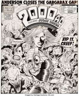 Brett Ewins - 2000 AD #472 Cover Original Art (IPC, 1986).