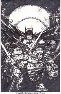 Kevin Eastman - Batman / Teenage Mutant Ninja Turtles #1 Tate‘s Comic Exclusive Variant Cover Original Art (IDW, 201...