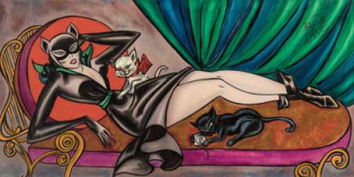 Kane, Bob - Bob Kane Studio "Catwoman With Kittens" Painting Original Art (c. 1965)....
