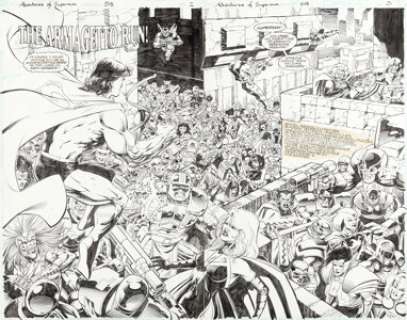 Kitson, Barry - Barry Kitson, Ray McCarthy, and more Adventures of Superman #518 Double Page Splash 2-3 Original Art (DC, 1995)....