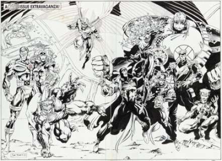 Raney, Tom - Tom Raney X-Factor #75 Double-Page Pin-Up Original Art (Marvel, 1991)....