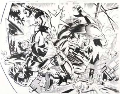 Ron Garney And Mark Morales | X-Men #422 Double Splash Page 22-23 Original Art (Marvel, 2003). | Heritage