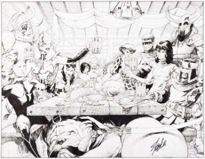 Chris Stevens Mighty Thor #1 and Ms. Marvel #1 Variant Connecting Covers Original Art Signed by Stan Lee (Marvel, 2016). (Total: 2 Original Art)