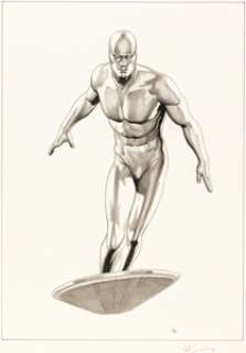 Adi Granov 2007 SkyBox Marvel Masterpieces #77 Silver Surfer Trading Card Illustration Original Art (Fleer, 2007).