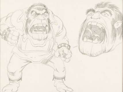 Jack Kirby - Space Ghost Ogre Character Design Original Art (Hanna-Barbera, 1960s).