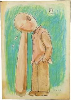 Shinji Nagashima’s Hand-Drawn Color Illustration "The Man with the Long Nose" | Mandarake (Big Web)